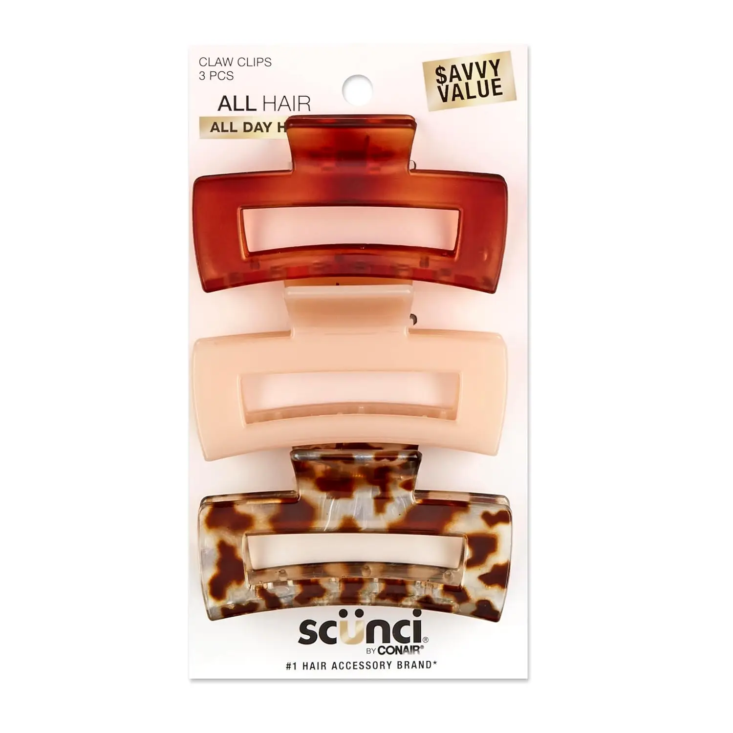 Scunci Claw Clip Tortoise, Taupe, Giraffe