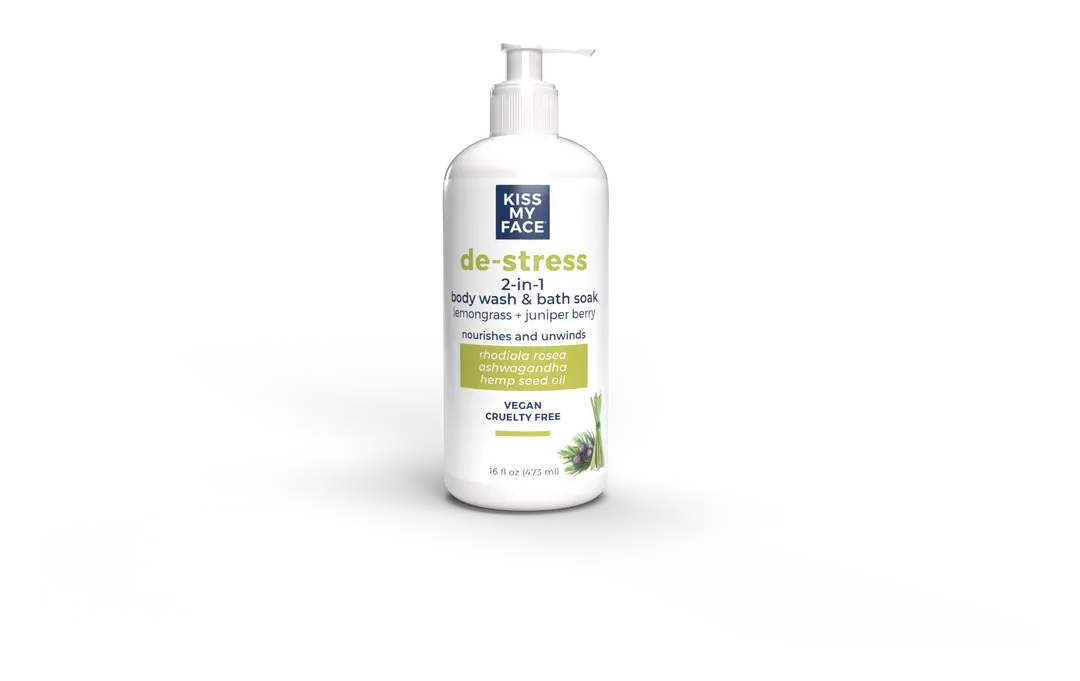 Kiss My Face De-Stress 2-In-1 Body Wash & Bath Soak Lemongrass + Juniper Berry