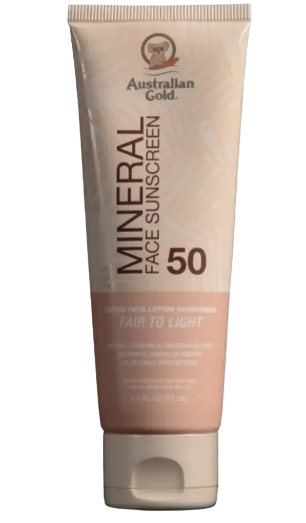 Australian Gold Mineral Tinted Face Lotion Sunscreen SPF 50 Fair To Light