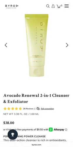 Byroe Avocado Renewal 2-in-1 Cleanser & Exfoliator