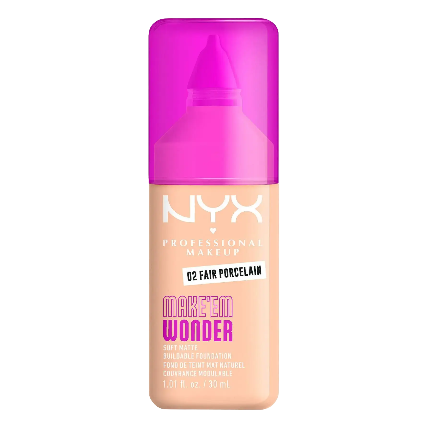 NYX Cosmetics Make 'Em Wonder Soft Matte Buildable Foundation 02 Fair Porcelain