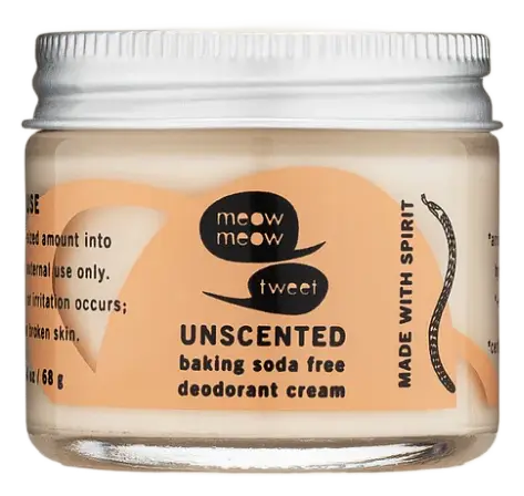 Meow Meow Tweet Deodorant Cream Unscented Baking Soda Free