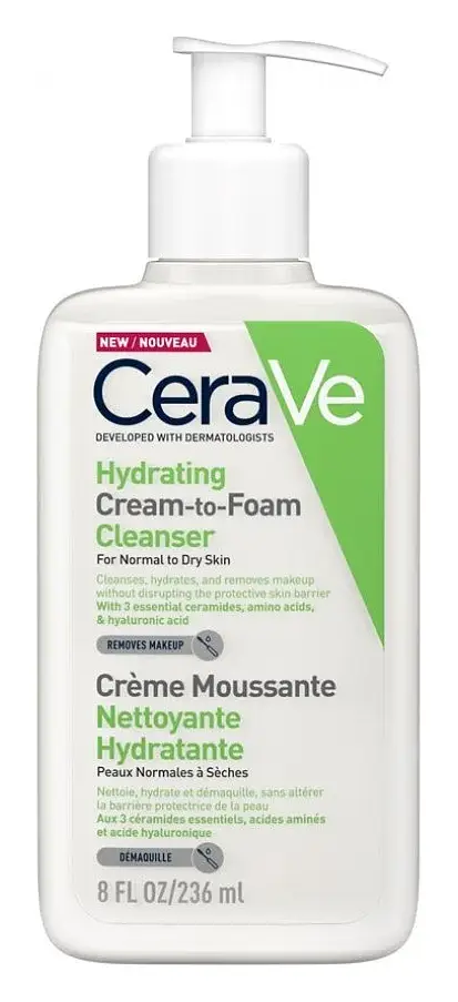 CeraVe Hydrating Cream-to-Foam Face Wash (Normal to Dry Skin)