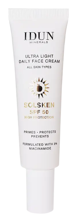 Idun Minerals Ultra Light Daily Face Cream Solsken SPF 50