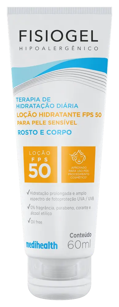 Fisiogel Terapia De Hidratação Diária Loção Hidratante FPS 50 Para Pele Sensível
