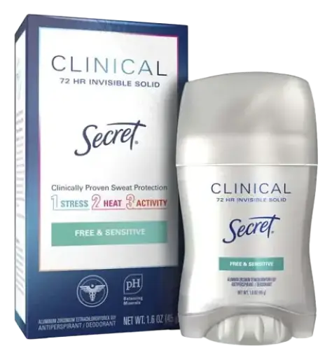 Secret Clinical Strength Invisible Solid Antiperspirant Deodorant Free & Sensitive