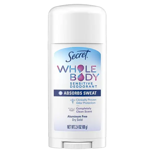 Secret Whole Body Sensitive Aluminum Free Dry Feel Deodorant Stick Completely Clean