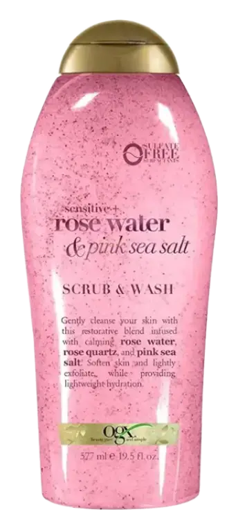 OGX Beauty Sensitive + Rose Water & Pink Sea Salt Body Scrub & Body Wash