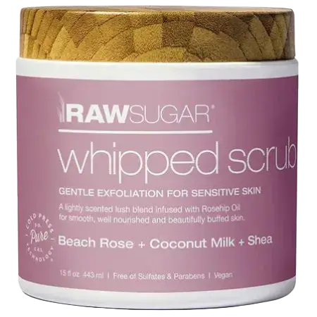 Raw Sugar Whipped Scrub For Sensitive Skin Beach Rose + Coconut Milk + Shea
