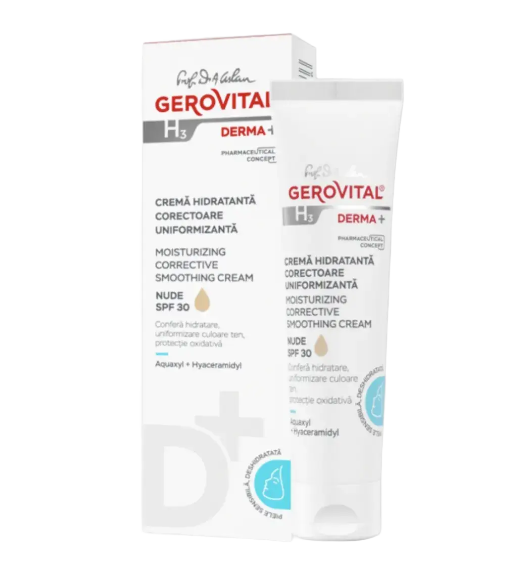 Gerovital H3 Derma+ Moisturizing Corrective Smoothing Cream SPF 30 Nude