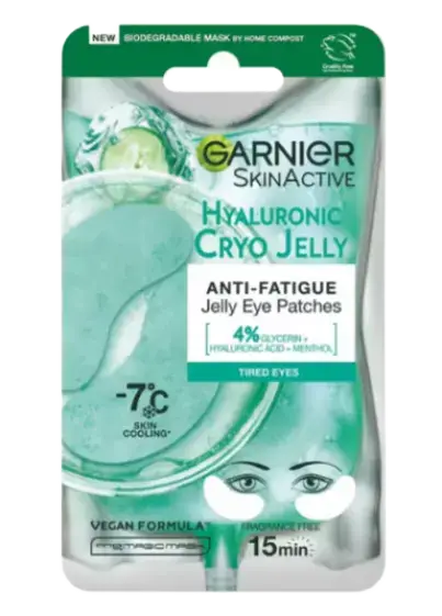 Garnier Anti-Fatigue Hyaluronic Acid & Icy Cucumber Cryo Jelly Eye Patches