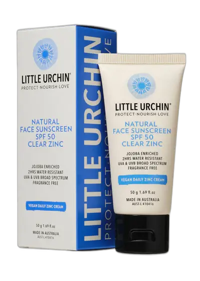 Little Urchin Natural Face Sunscreen SPF 50 Clear Zinc