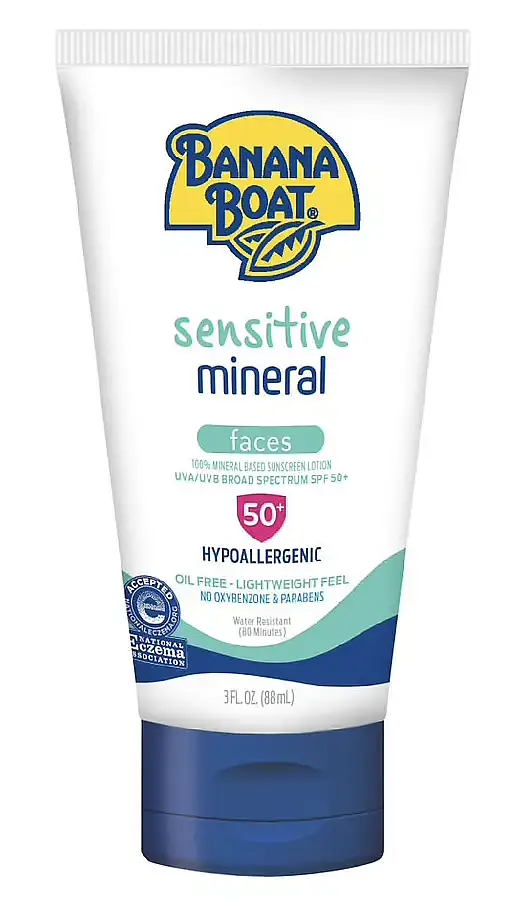 Banana Boat Sensitive 100% Mineral Face Sunscreen Lotion SPF 50+
