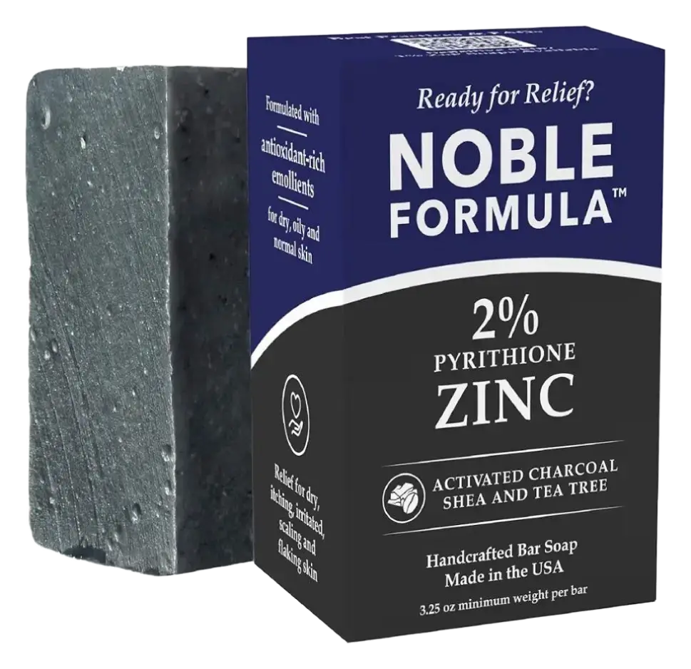 Noble Formula Activated Charcoal + Shea & Tea Tree 2% Pyrithione Zinc (ZnP) Bar Soap
