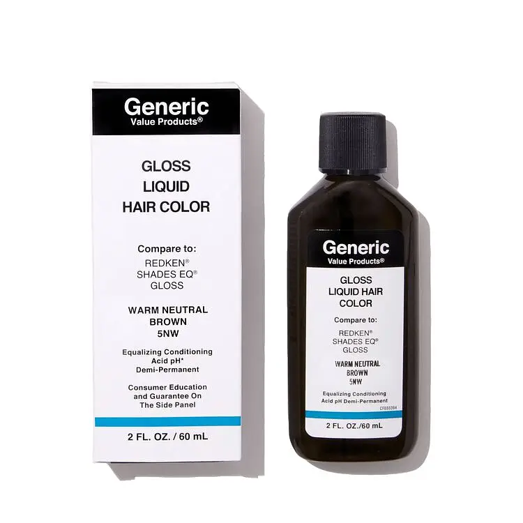 Generic Value Products Demi-Permanent Gloss Liquid Hair Color Compare to Redken® Shades EQ® 5NW Warm Neutral Brown