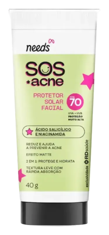 Needs SOS Acne Protetor Solar Facial SPF 70