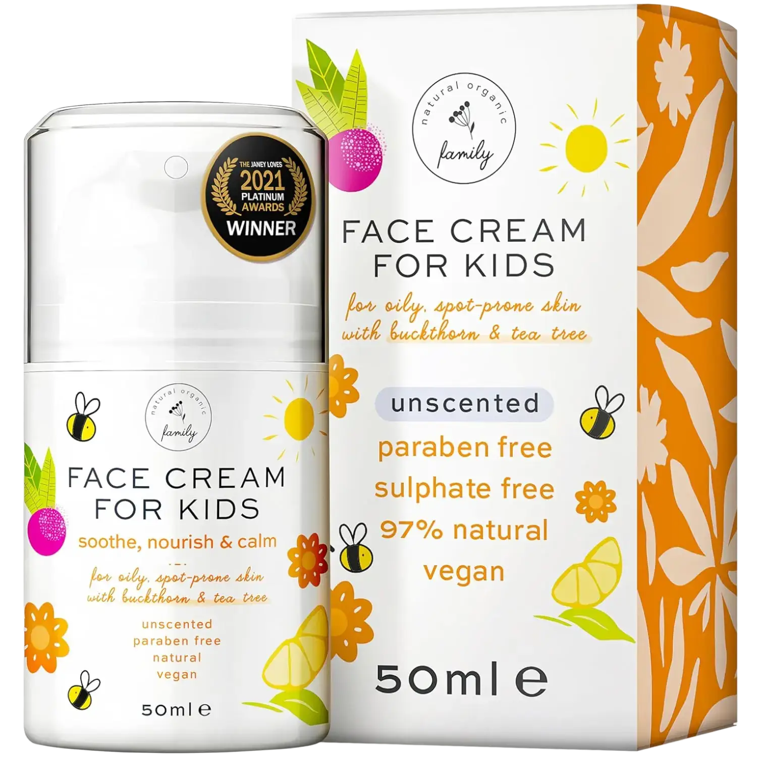 Natural Organic Family Face Cream For Kids Unscented