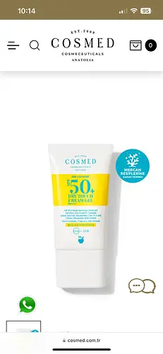Cosmed dry touch cream gel spf 50+ 40 ml