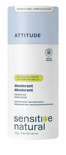 ATTITUDE Sensitive Natural Plastic-Free Deodorant Unscented