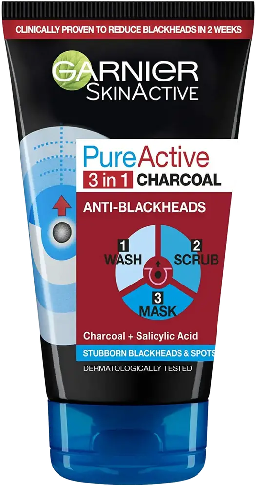 Garnier Pure Active Intensive 3 in 1 Charcoal Blackhead Mask Wash Scrub