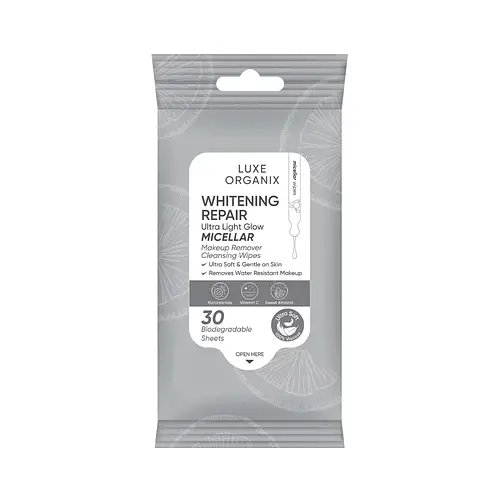 Luxe Organix Whitening Repair Ultra Light Glow Micellar Makeup Remover Cleansing Wipes