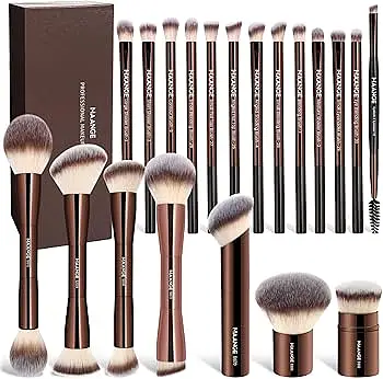 Maange 20 Pcs Makeup Brushes Coffee Brown
