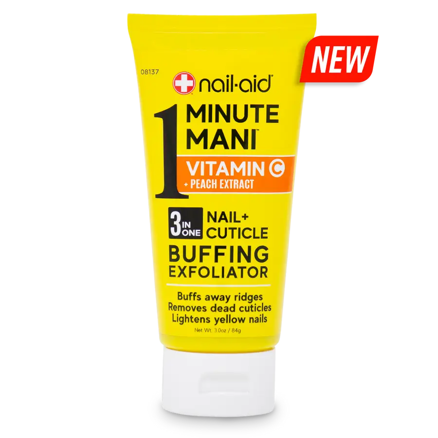 Nail-Aid 1 Minute Mani 3-In-1 Nail + Cuticle Buffing Exfoliator Vitamin C + Peach