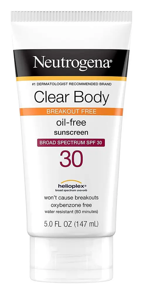 Neutrogena Clear Body Break-Out Free Liquid Lotion Sunscreen Broad Spectrum SPF 30
