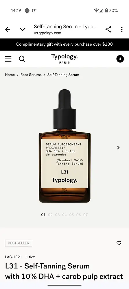 Typology L31 - Self-Tanning Serum with 10% DHA + carob pulp extract