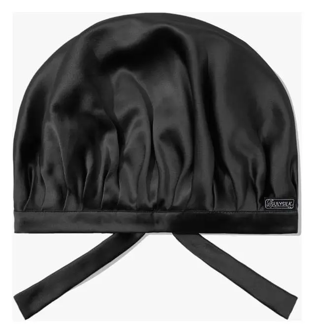 LILYSILK Silk Sleeping Cap Concise Style Black