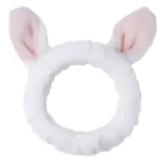 Elancee Animal Face Wash Headband Rabbit Ears - White