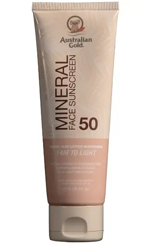 Australian Gold Mineral Tinted Face Lotion Sunscreen SPF 50 Fair To Light