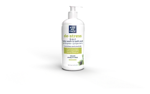 Kiss My Face De-Stress 2-In-1 Body Wash & Bath Soak Lemongrass + Juniper Berry