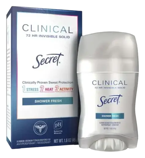 Secret Clinical Strength Invisible Solid Antiperspirant Deodorant Shower Fresh