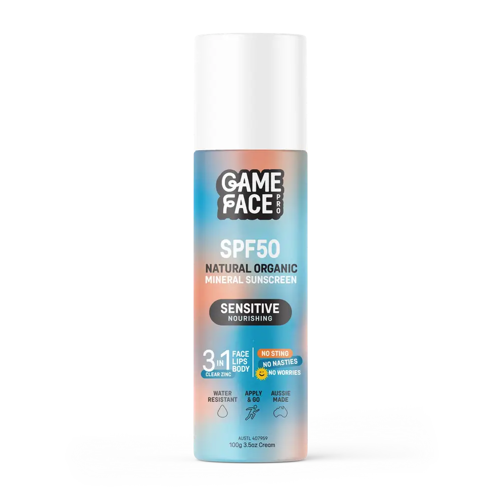 Game Face Pro Sensitive Nourishing SPF50 Natural Organic Mineral Sunscreen