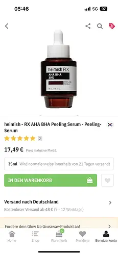 heimish RX AHA BHA Peeling Serum