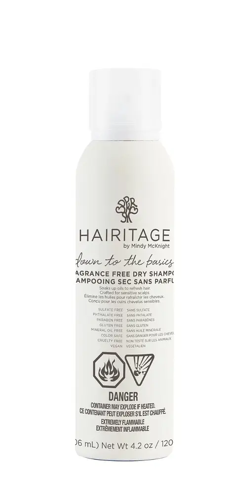 Hairitage Fragrance Free Dry Shampoo Different ingredients