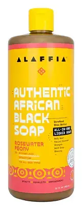 Alaffia Authentic African Black Soap All-In-One Rosewater Peony