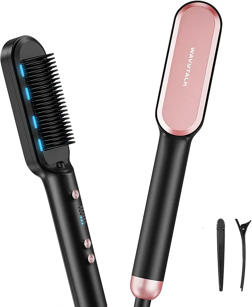 Wavytalk Hair Straightener Brush Rose Pink