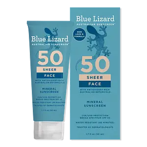 Blue Lizard Sheer Mineral Sunscreen Lotion for Face SPF 50