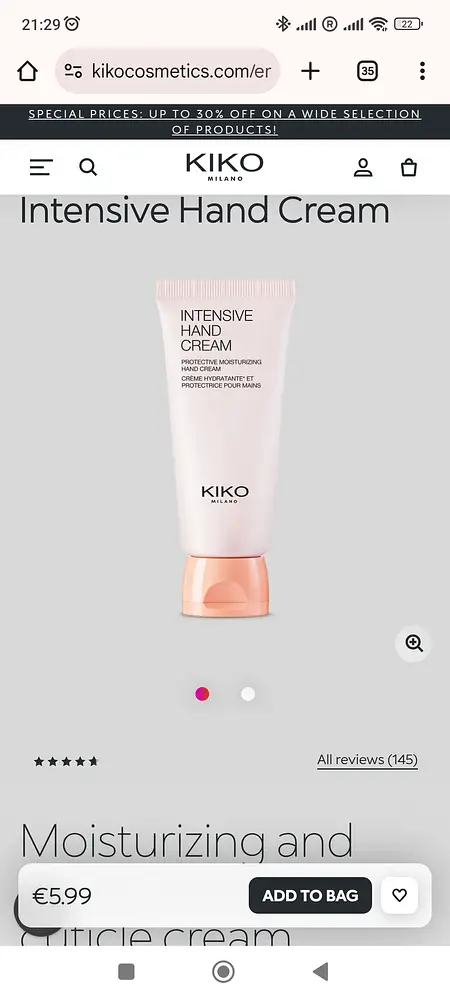 KIKO Milano Moisturizing and protective hand and cuticle cream