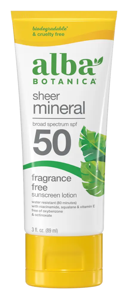 Alba Botanica Sheer Mineral Fragrance Free Sunscreen Lotion SPF 50