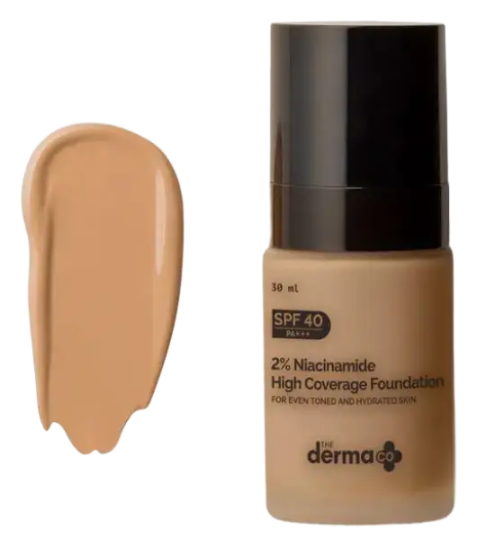 The Derma Co 2% Niacinamide High Coverage Foundation SPF 40 Natural