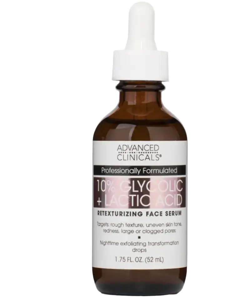 Advanced Clinicals 10% Glycolic + Lactic Acid Retexturizing Face Serum