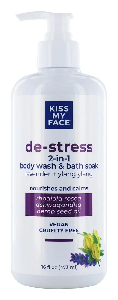 Kiss My Face De-Stress 2-In-1 Body Wash & Bath Soak Lavender + Ylang Ylang