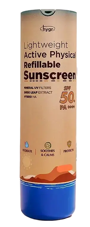 Hygr Lightweight Active Physical Refillable Sunscreen SPF 50+ PA++++