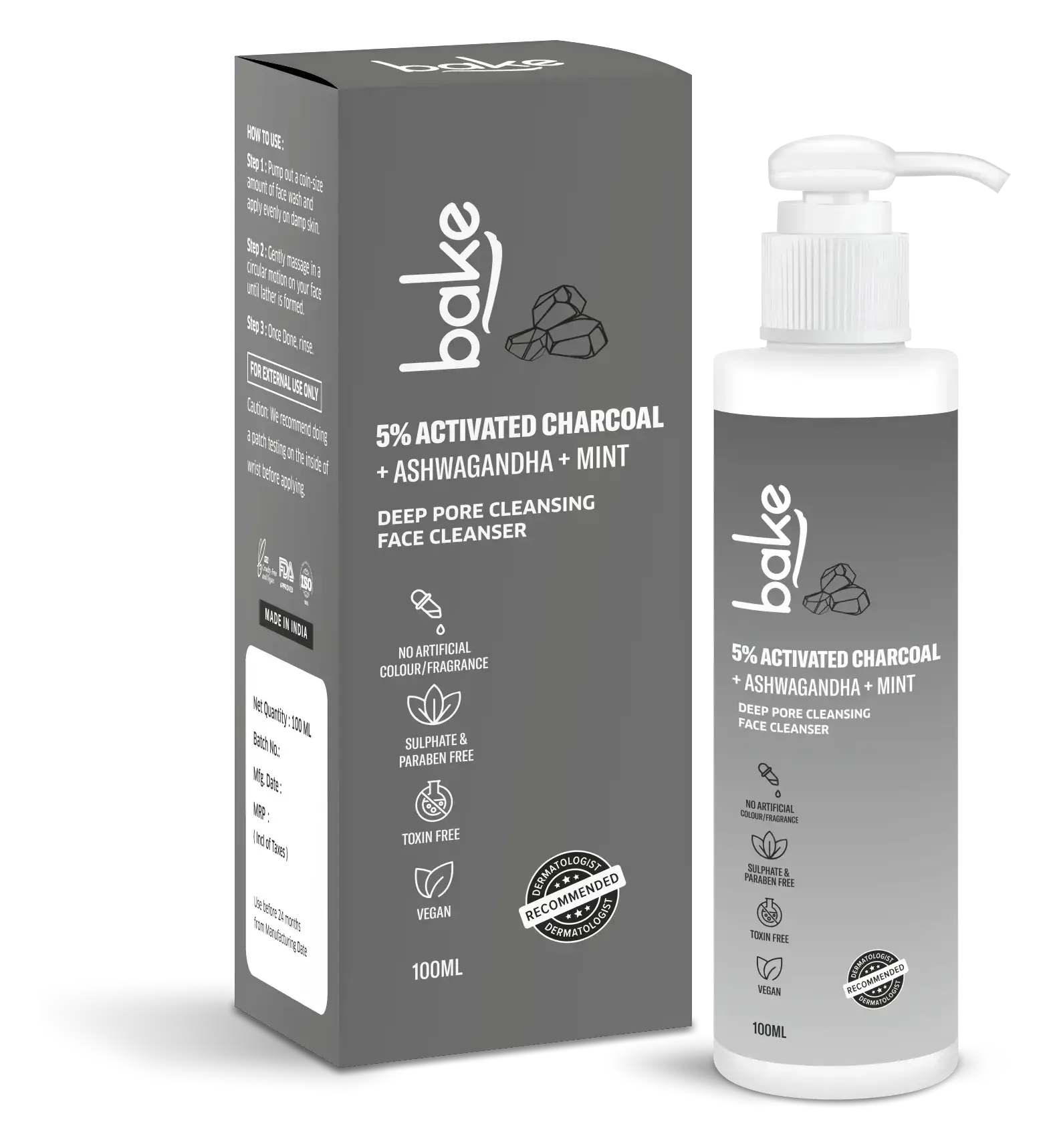 Bake 5% Activated Charcoal Deep Pore Face Cleanser