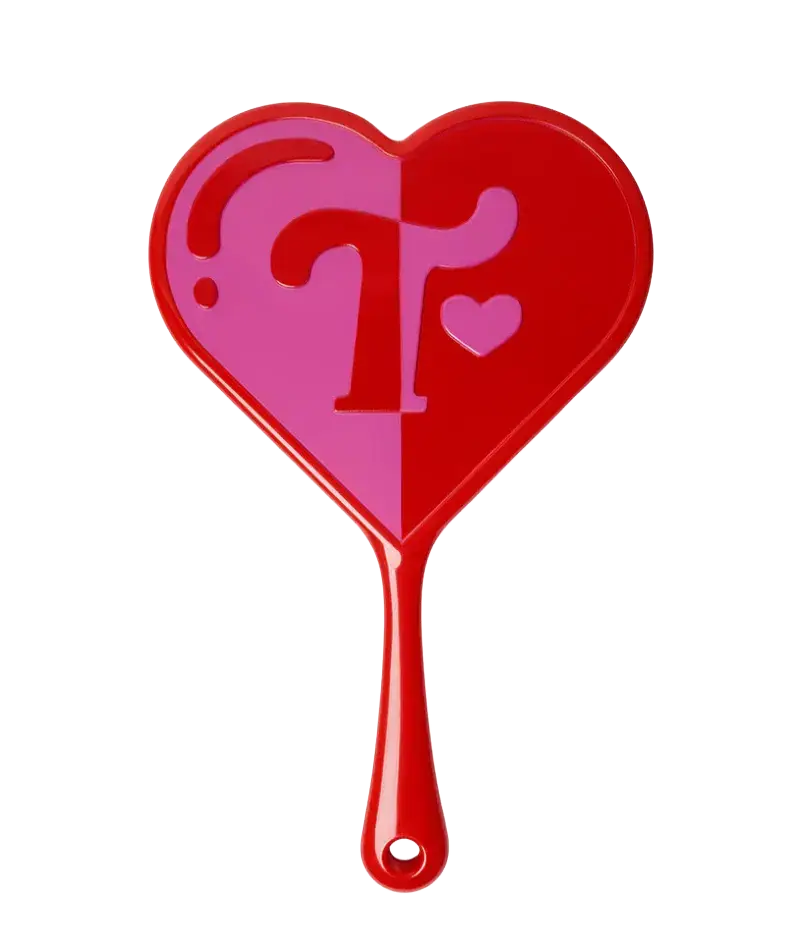 Trixie Cosmetics Heart Hand Mirror Pink & Red
