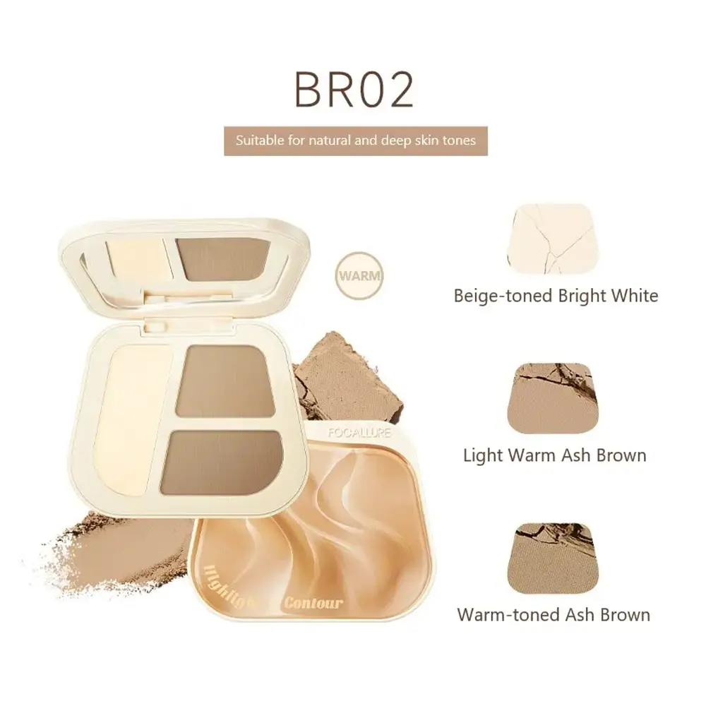 Focallure Three Color Highlight And Contour Palette #BR02