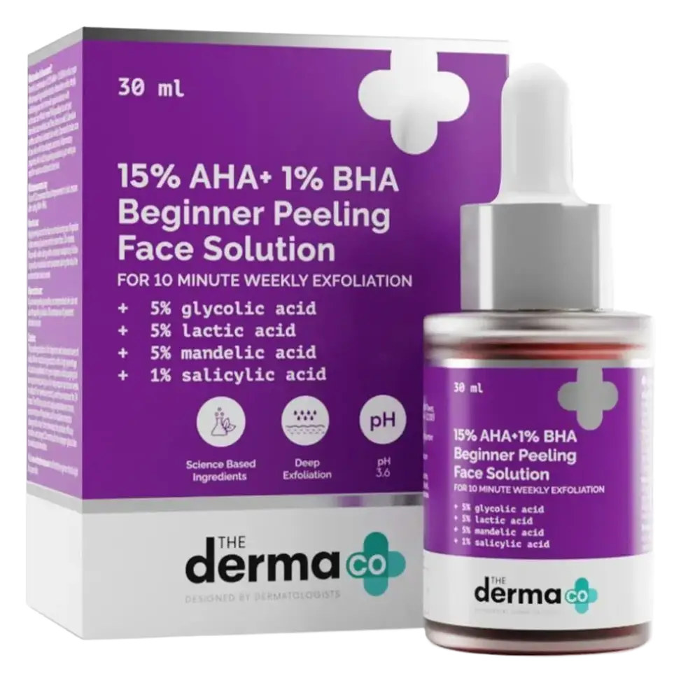 The Derma Co 15% AHA+1% BHA Beginner Face Peeling Solution